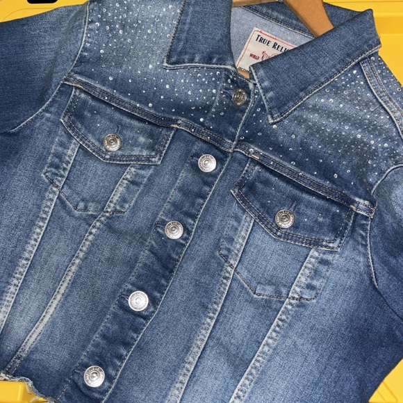 True Religion Cropped Embellished Jean Jacket - Picture 3 of 6